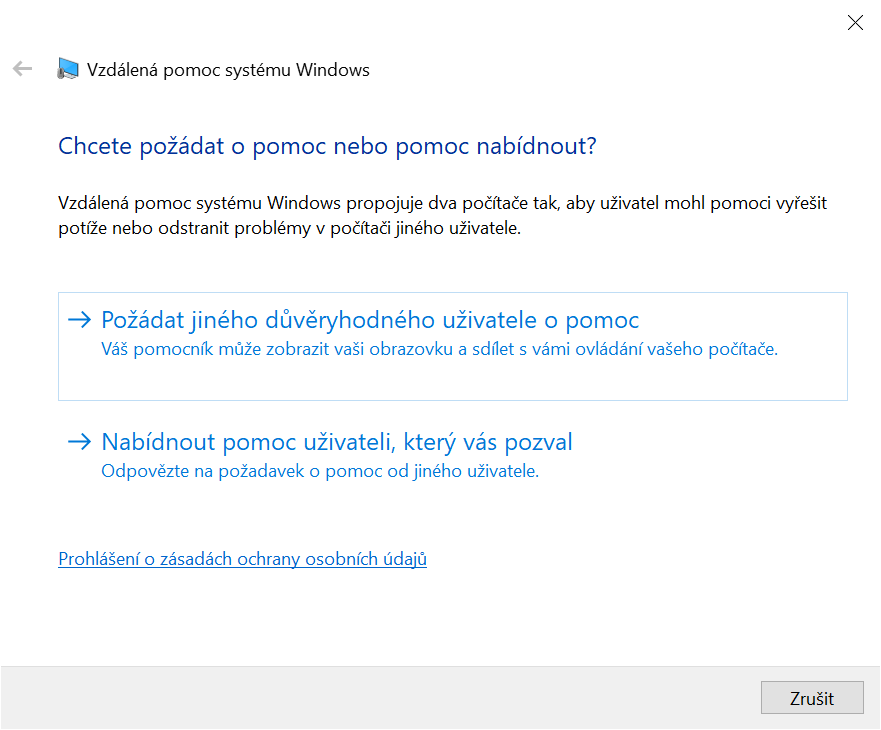 Vzdálená pomoc W10